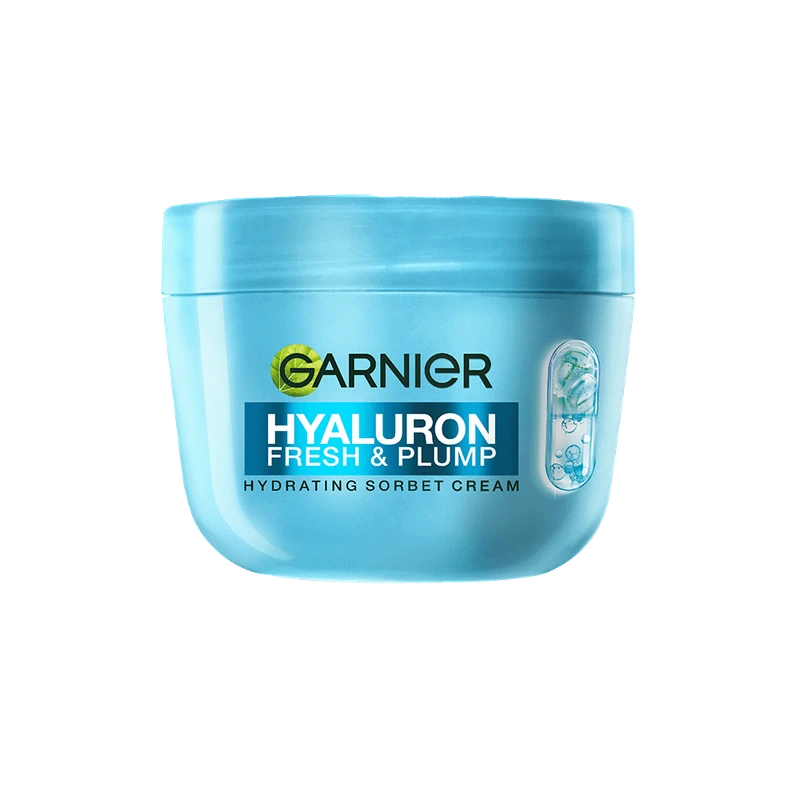 Official Garnier Hyaluron Fresh and Plump Sorbet Cream product jar