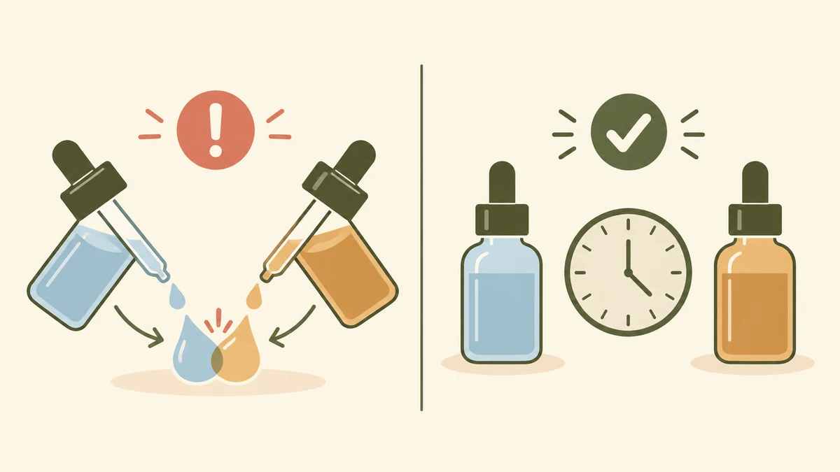 Wet HOCl and vitamin C drops reacting compared with the products separated by time