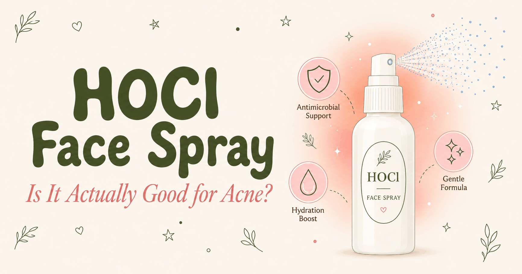 Hypochlorous acid face spray for acne-prone and sensitive skin