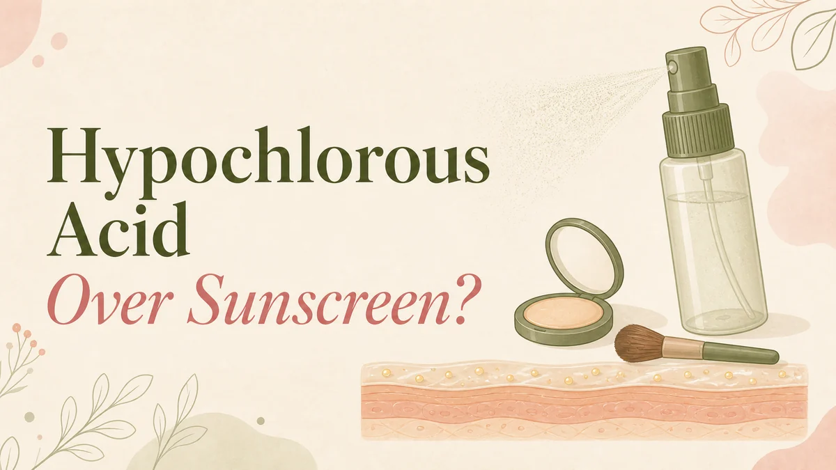 Hypochlorous acid face mist over sunscreen and makeup illustrated guide
