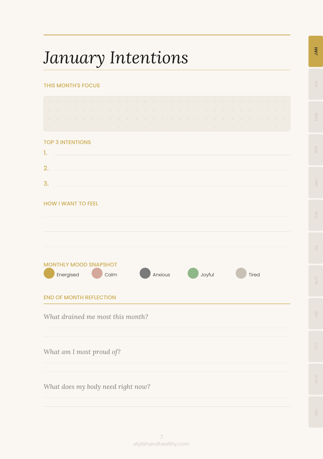 Intentions page