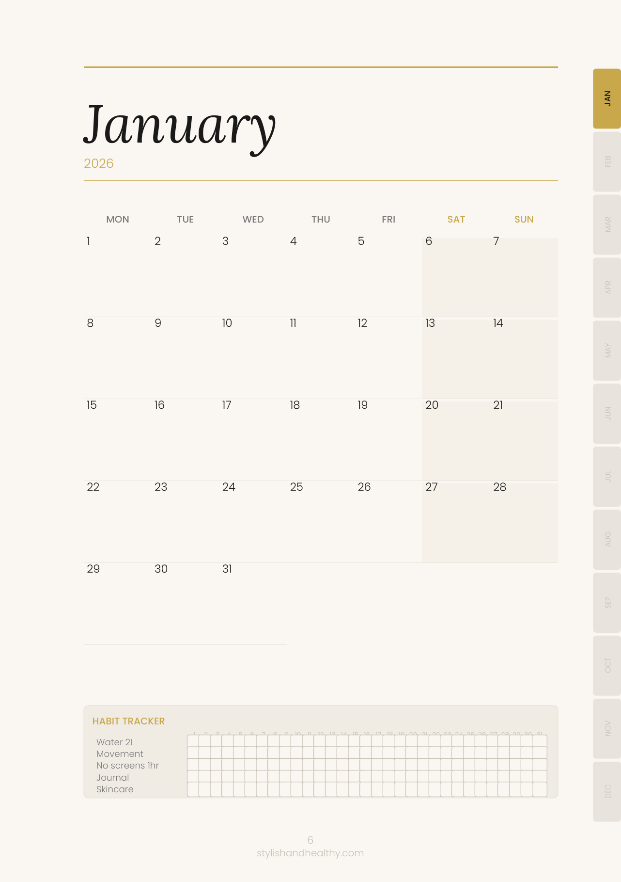 Monthly overview