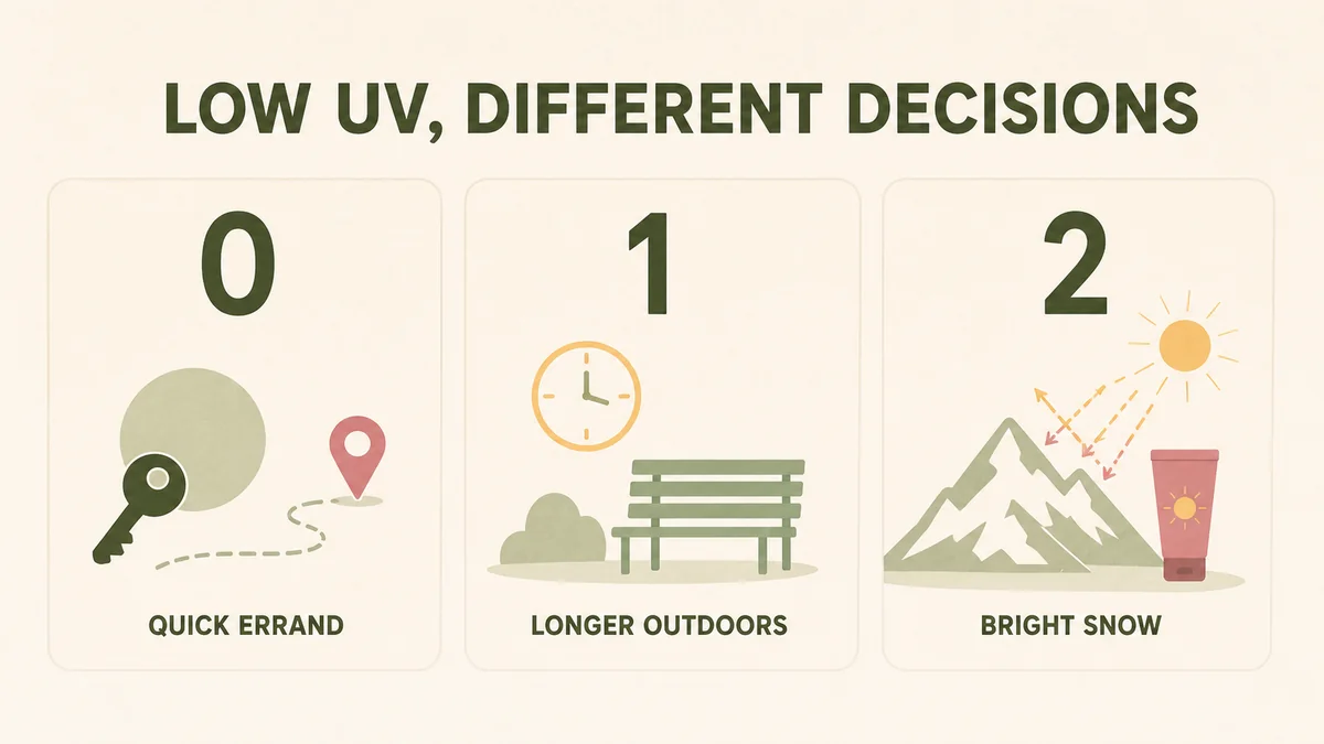 Low UV different sunscreen decisions at UV Index 0, 1 and 2