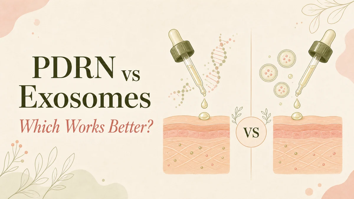 PDRN DNA fragments compared with exosome skincare illustration