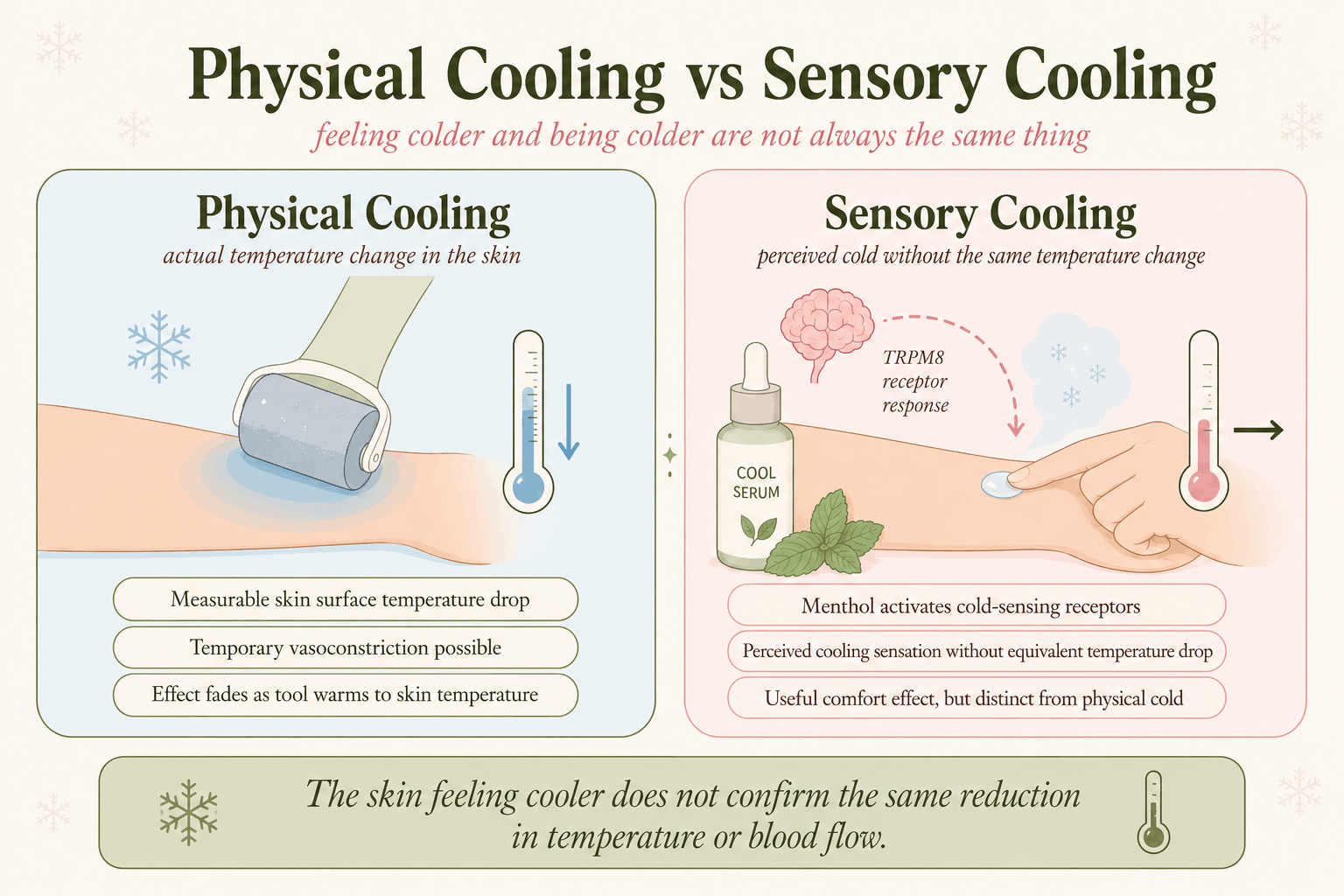 Comparison of physical cooling and sensory cooling in skincare