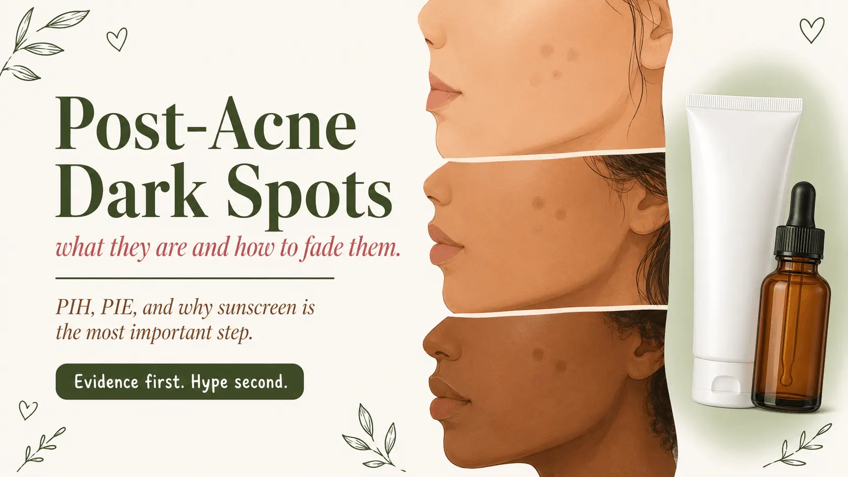 Post-acne dark spots with sunscreen and evidence-based skincare treatments