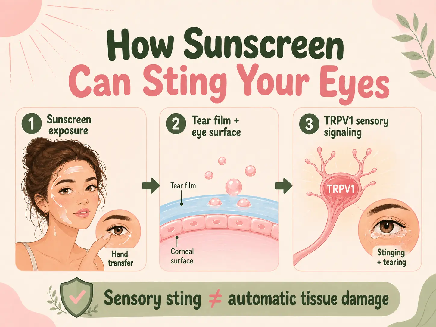 How sunscreen can trigger eye stinging through migration, tear-film exposure and sensory nerve activation